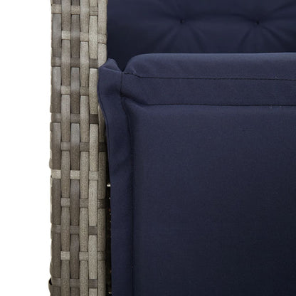 3 Piece Bistro Set with Cushions Grey Poly Rattan (US only)