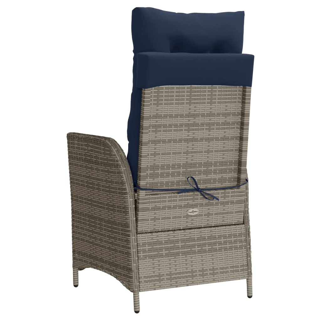 Reclining Garden Chairs 2 pcs with Cushions Grey Poly Rattan (US only)