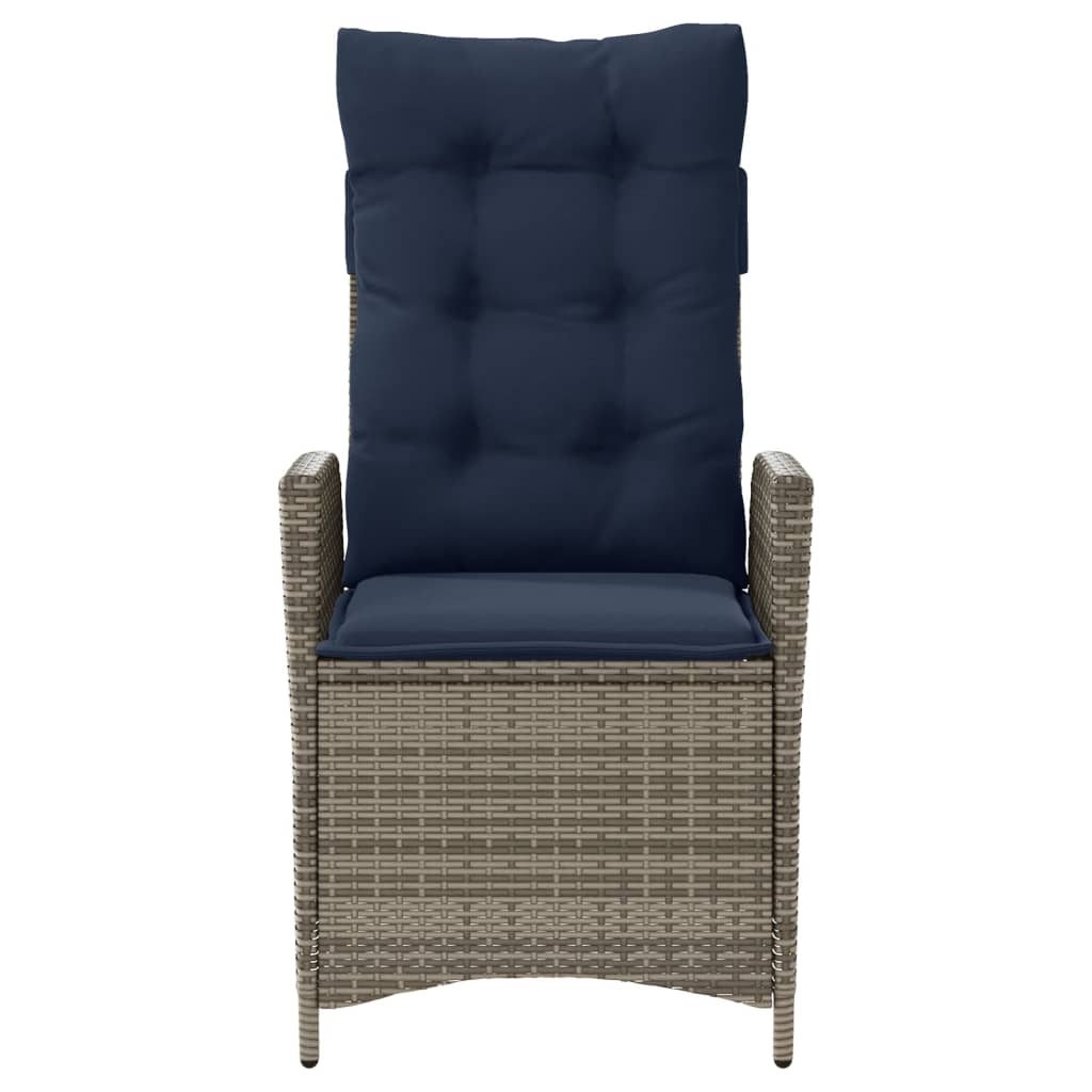 3 Piece Bistro Set with Cushions Grey Poly Rattan (US only)