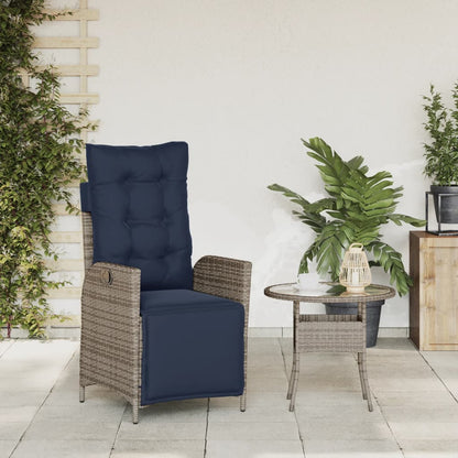 Reclining Garden Chair with Footrest Grey Poly Rattan (US only)