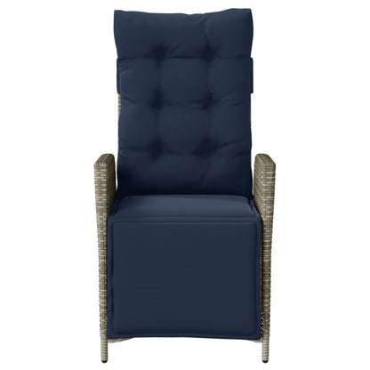 Reclining Garden Chair with Footrest Grey Poly Rattan (US only)