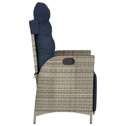Reclining Garden Chairs 2 pcs with Footrest Grey Poly Rattan (US only)