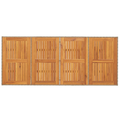 Garden Table with Acacia Wood Top Beige 190x80x74 cm Poly Rattan