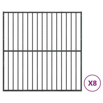 Dog Playpen 8 Panels Black Galvanised Steel