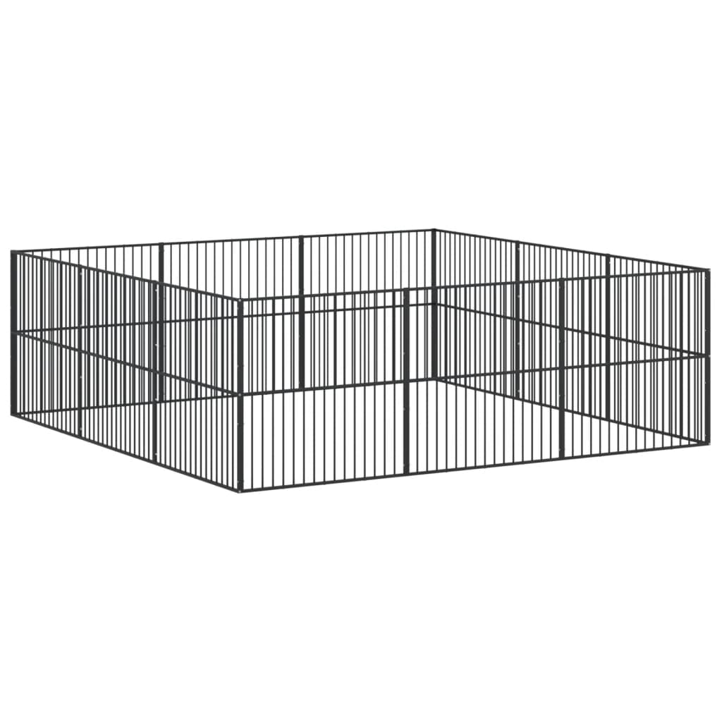 Dog Playpen 12 Panels Black Galvanised Steel