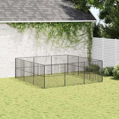 Dog Playpen 12 Panels Black Galvanised Steel