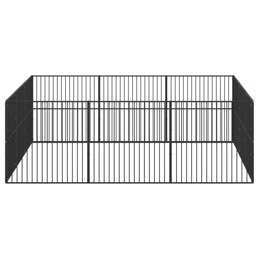 Dog Playpen 12 Panels Black Galvanised Steel