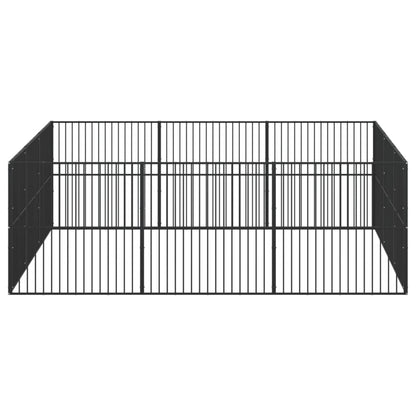 Dog Playpen 12 Panels Black Galvanised Steel