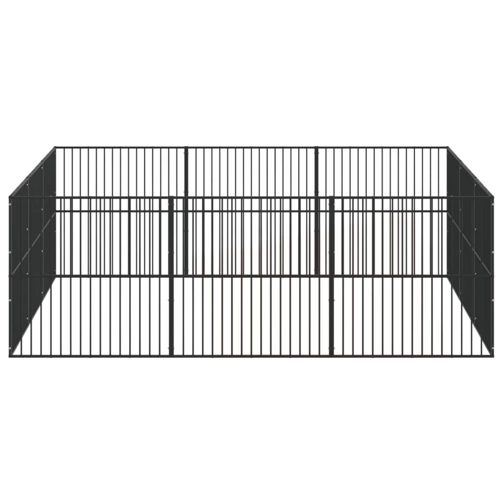 Dog Playpen 12 Panels Black Galvanised Steel