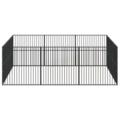 Dog Playpen 12 Panels Black Galvanised Steel