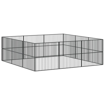 Dog Playpen 12 Panels Black Galvanised Steel