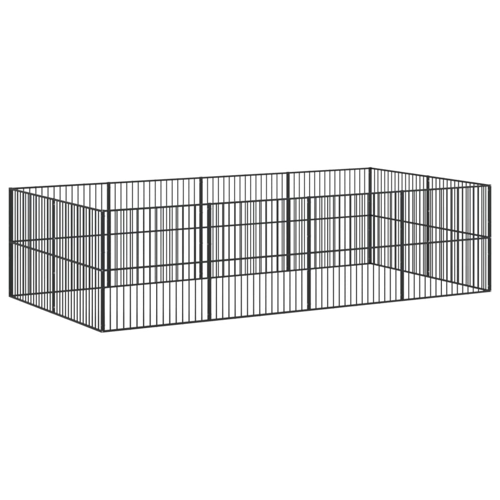 Dog Playpen 12 Panels Black Galvanised Steel