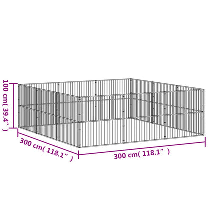 Dog Playpen 12 Panels Black Galvanised Steel