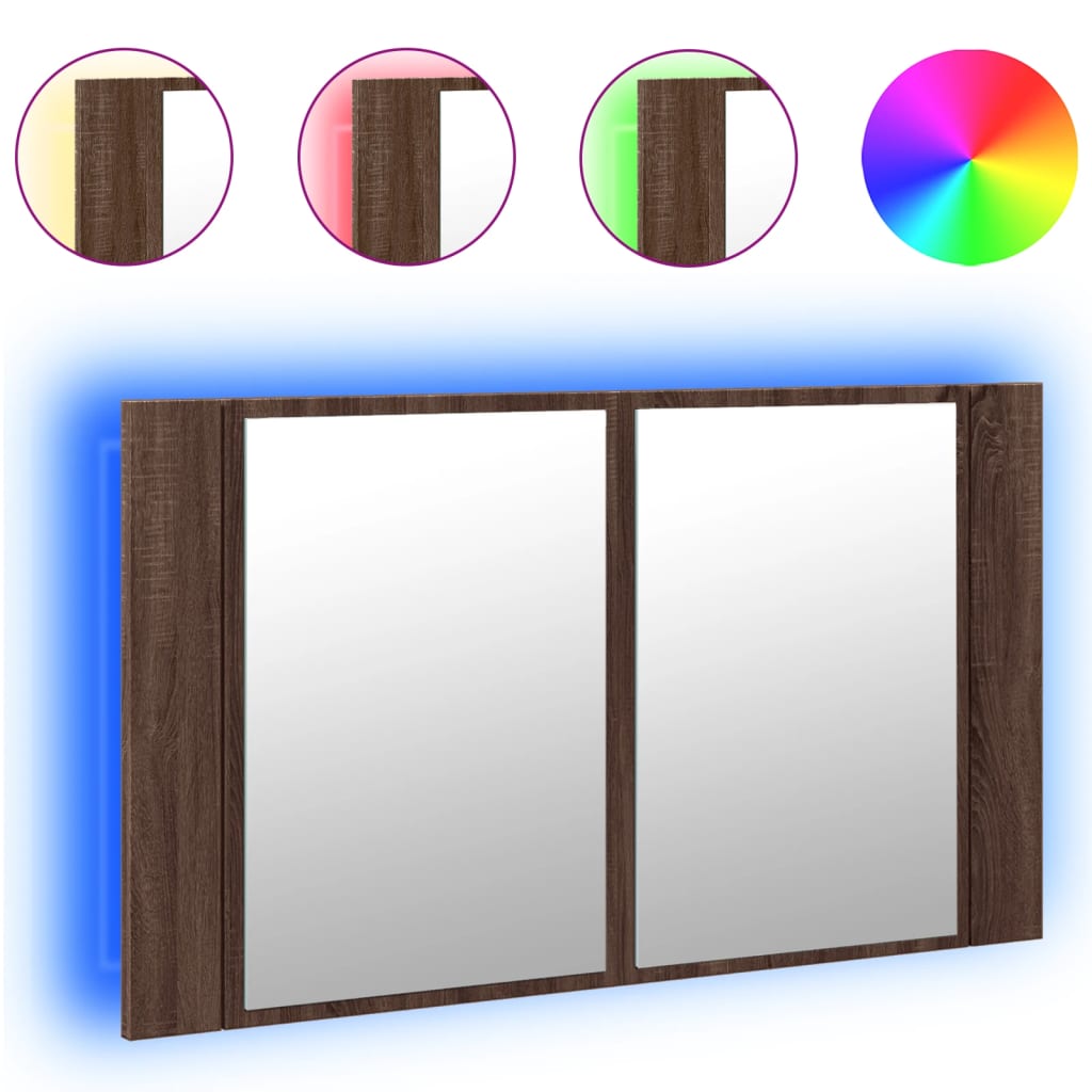 LED Bathroom Mirror Cabinet Brown Oak 80x12x45 cm Acrylic