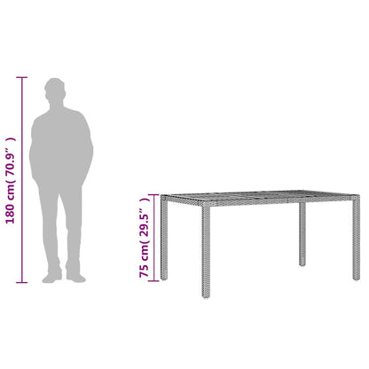 Garden Table with Acacia Wood Top Black 150x90x75 cm Poly Rattan
