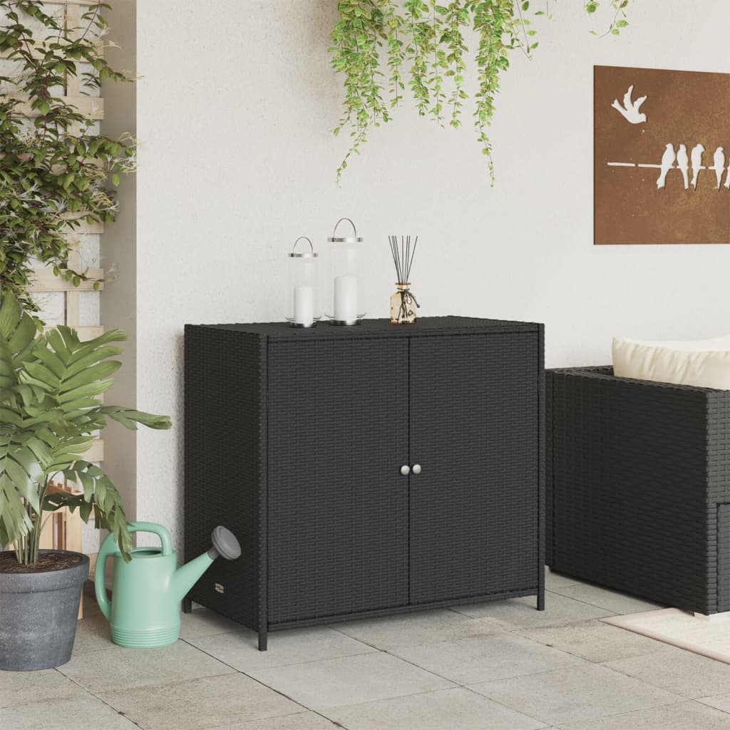 Garden Storage Cabinet Black 83x45x76 cm Poly Rattan