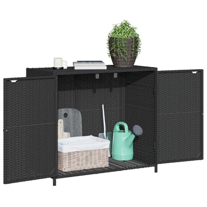 Garden Storage Cabinet Black 83x45x76 cm Poly Rattan