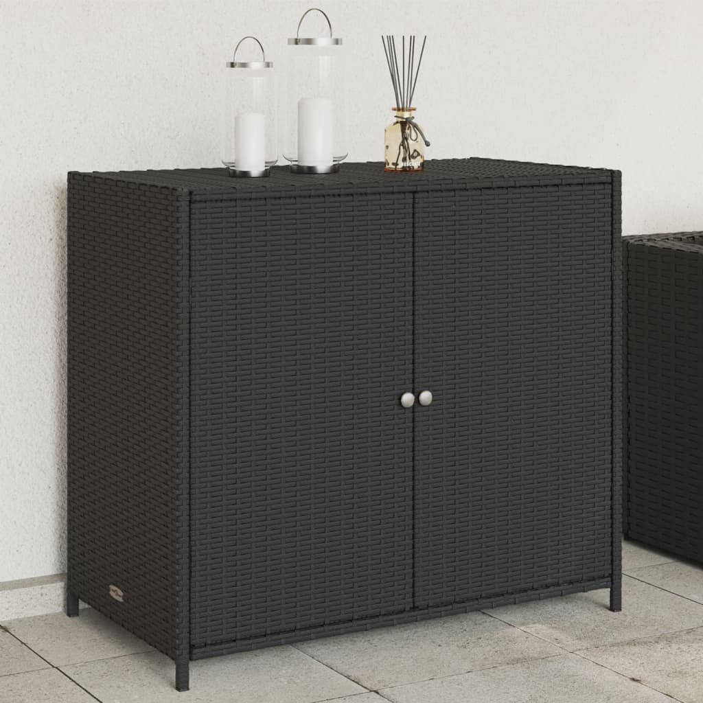 Garden Storage Cabinet Black 83x45x76 cm Poly Rattan