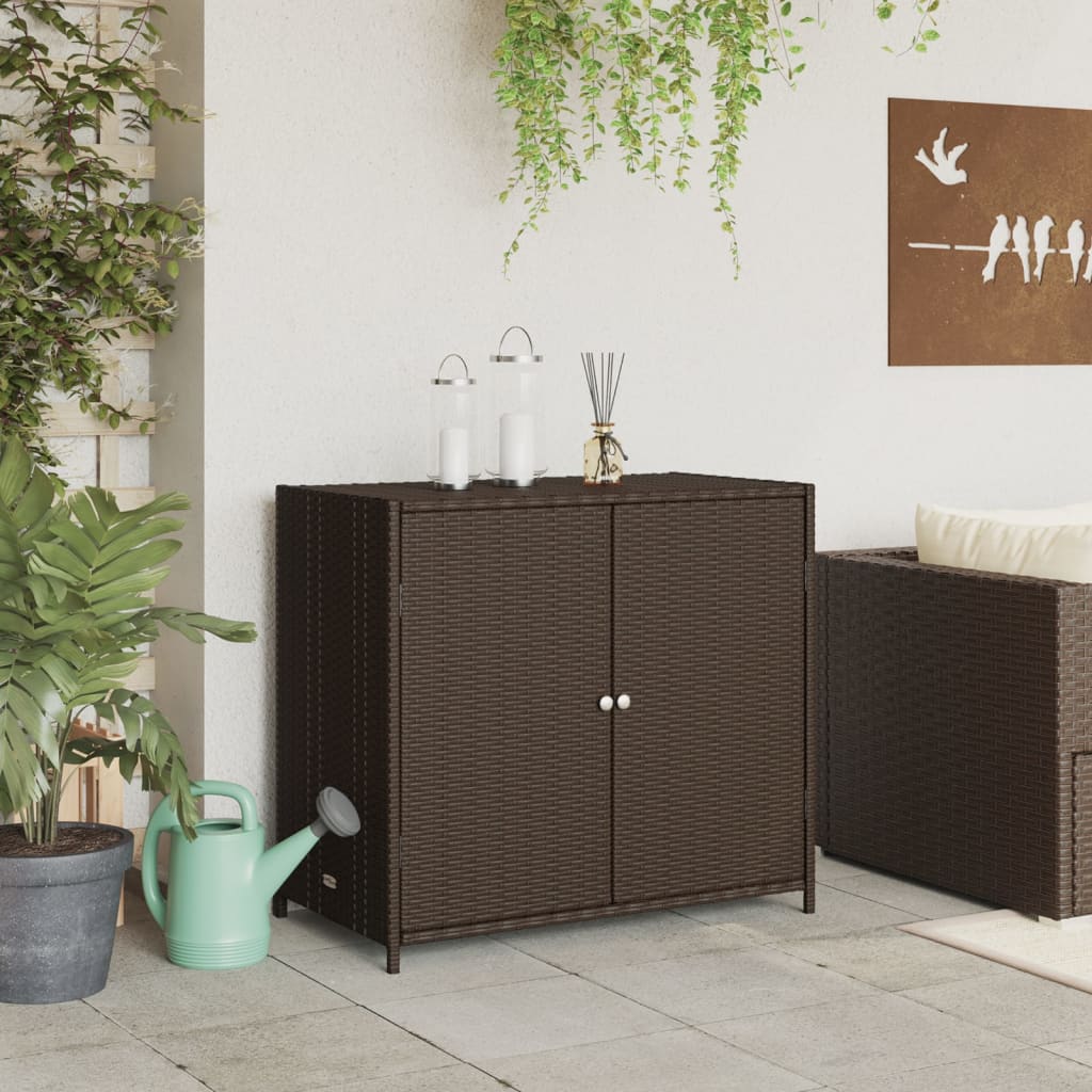 Garden Storage Cabinet Brown 83x45x76 cm Poly Rattan