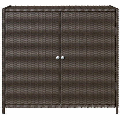 Garden Storage Cabinet Brown 83x45x76 cm Poly Rattan