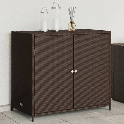 Garden Storage Cabinet Brown 83x45x76 cm Poly Rattan