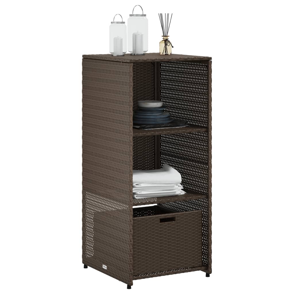 Garden Storage Cabinet Brown 50x55x115 cm Poly Rattan