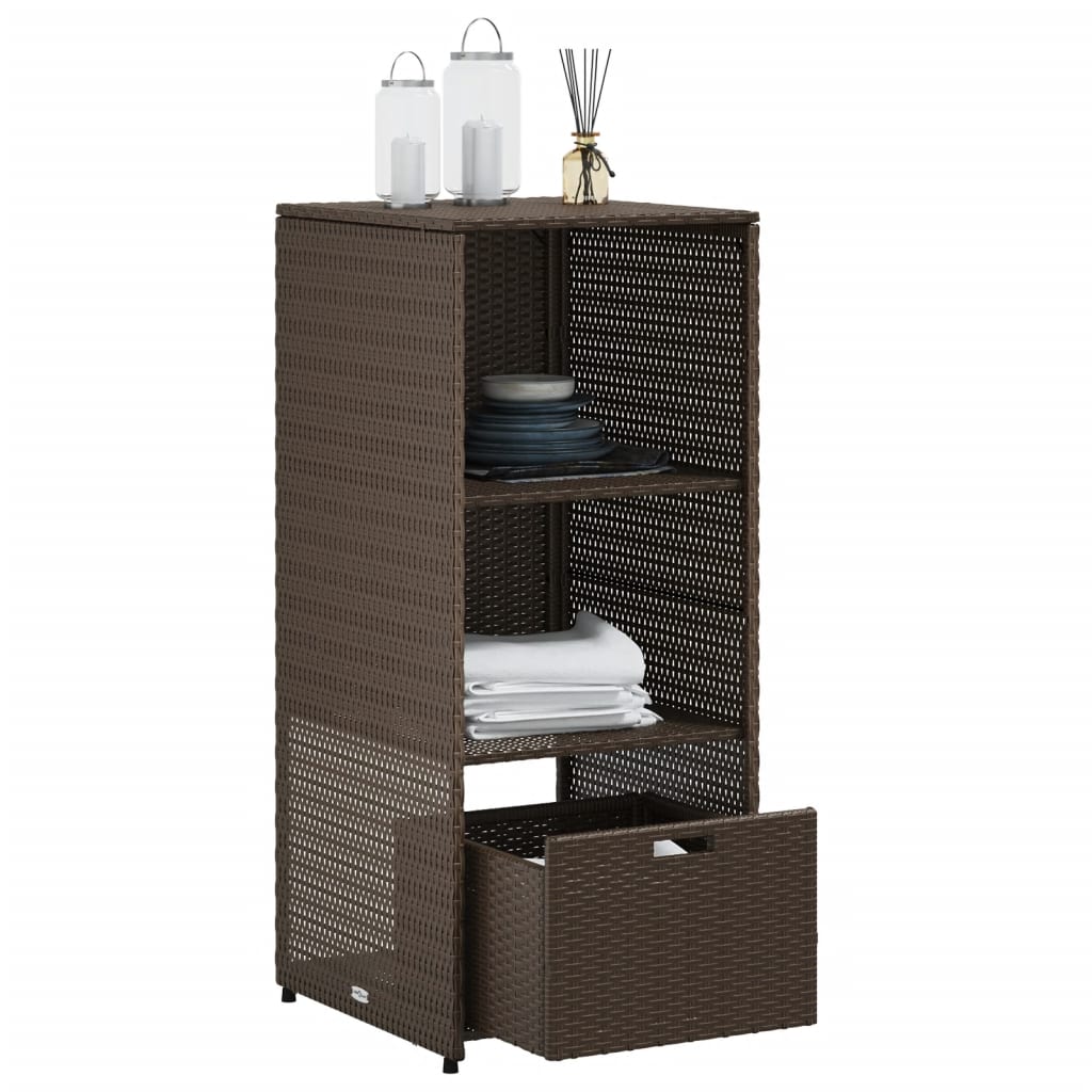 Garden Storage Cabinet Brown 50x55x115 cm Poly Rattan