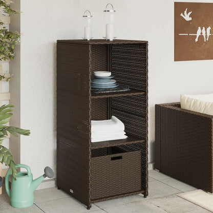 Garden Storage Cabinet Brown 50x55x115 cm Poly Rattan