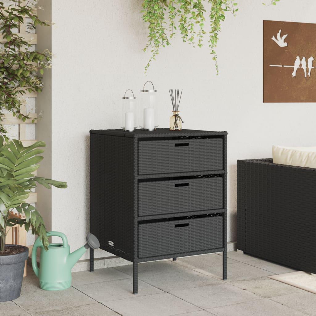 Garden Storage Cabinet Black 55x59x80 cm Poly Rattan