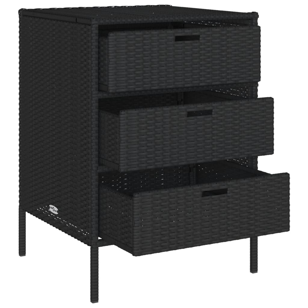 Garden Storage Cabinet Black 55x59x80 cm Poly Rattan