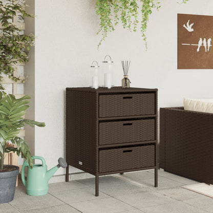 Garden Storage Cabinet Brown 55x59x80 cm Poly Rattan