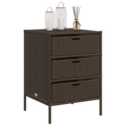 Garden Storage Cabinet Brown 55x59x80 cm Poly Rattan