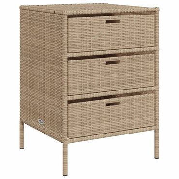 Garden Storage Cabinet Beige 55x59x80 cm Poly Rattan