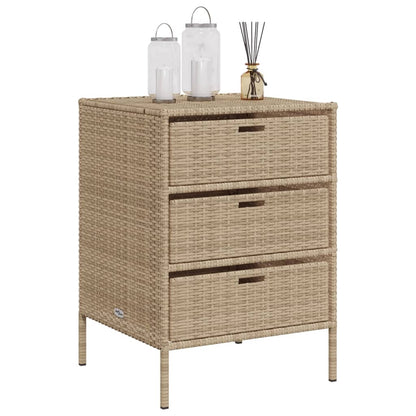 Garden Storage Cabinet Beige 55x59x80 cm Poly Rattan