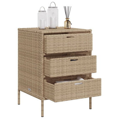 Garden Storage Cabinet Beige 55x59x80 cm Poly Rattan