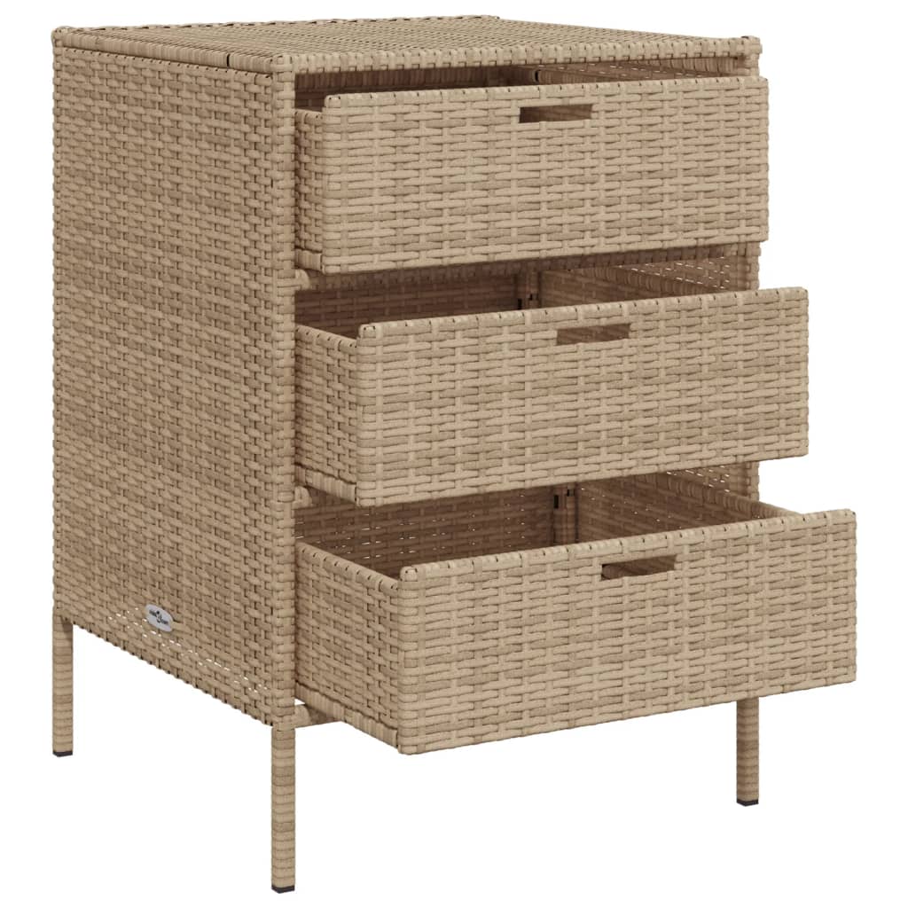 Garden Storage Cabinet Beige 55x59x80 cm Poly Rattan