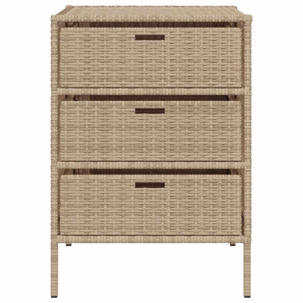 Garden Storage Cabinet Beige 55x59x80 cm Poly Rattan