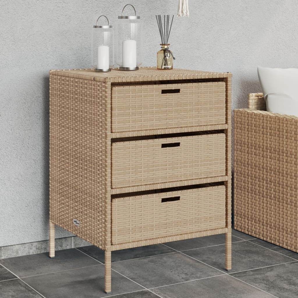 Garden Storage Cabinet Beige 55x59x80 cm Poly Rattan