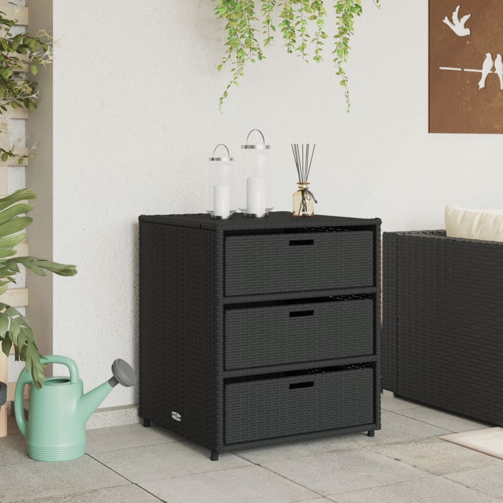 Garden Storage Cabinet Black 55x59x69 cm Poly Rattan