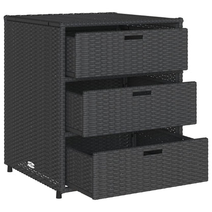 Garden Storage Cabinet Black 55x59x69 cm Poly Rattan