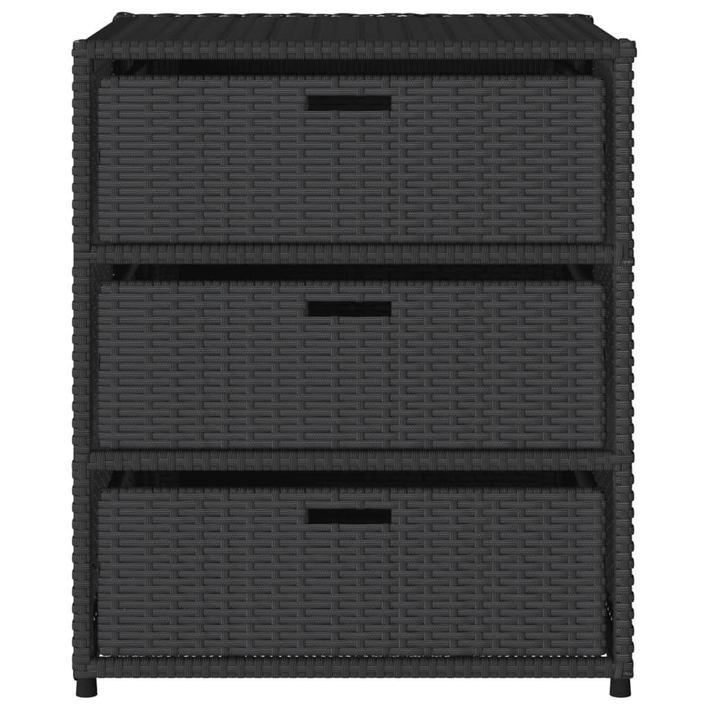 Garden Storage Cabinet Black 55x59x69 cm Poly Rattan