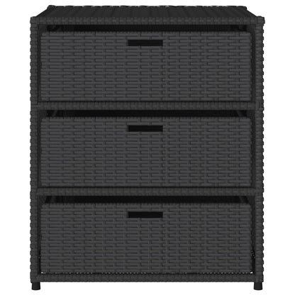 Garden Storage Cabinet Black 55x59x69 cm Poly Rattan