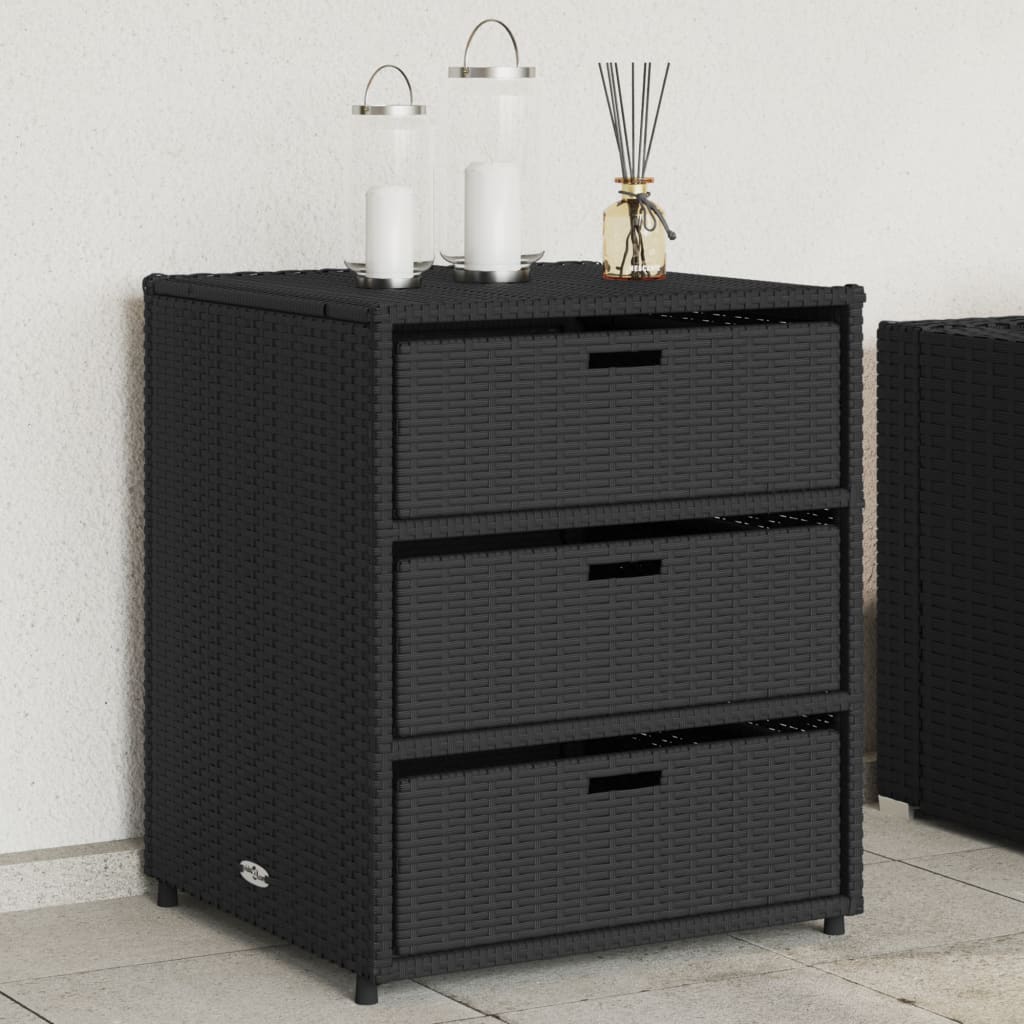 Garden Storage Cabinet Black 55x59x69 cm Poly Rattan