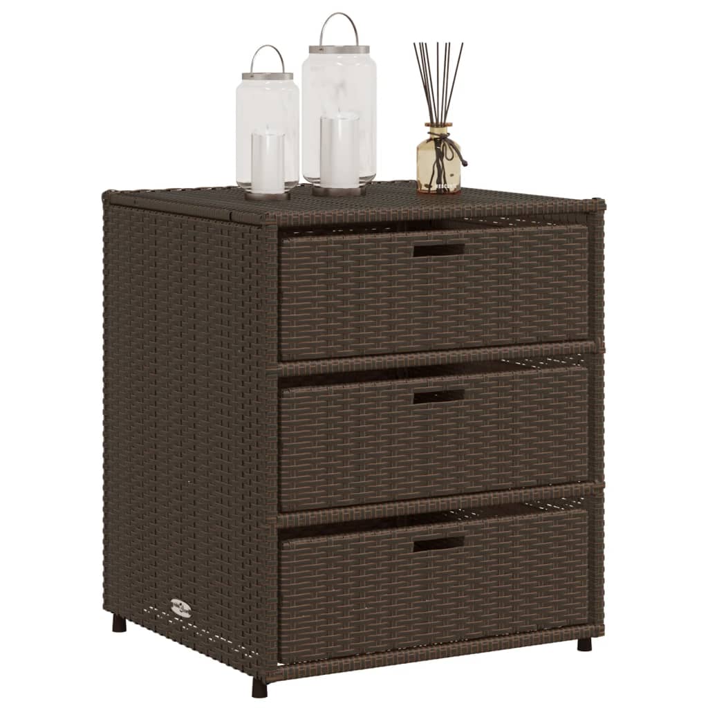 Garden Storage Cabinet Brown 55x59x69 cm Poly Rattan