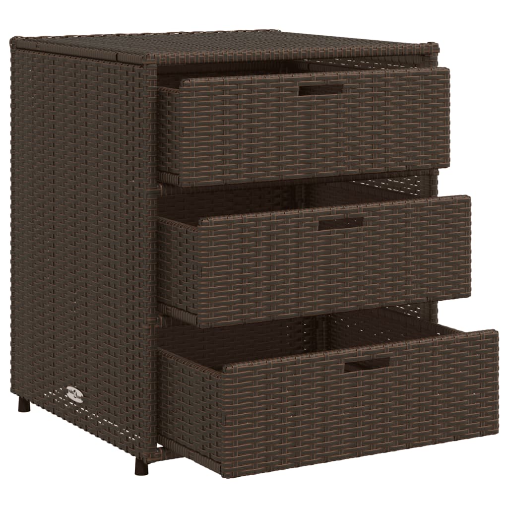 Garden Storage Cabinet Brown 55x59x69 cm Poly Rattan