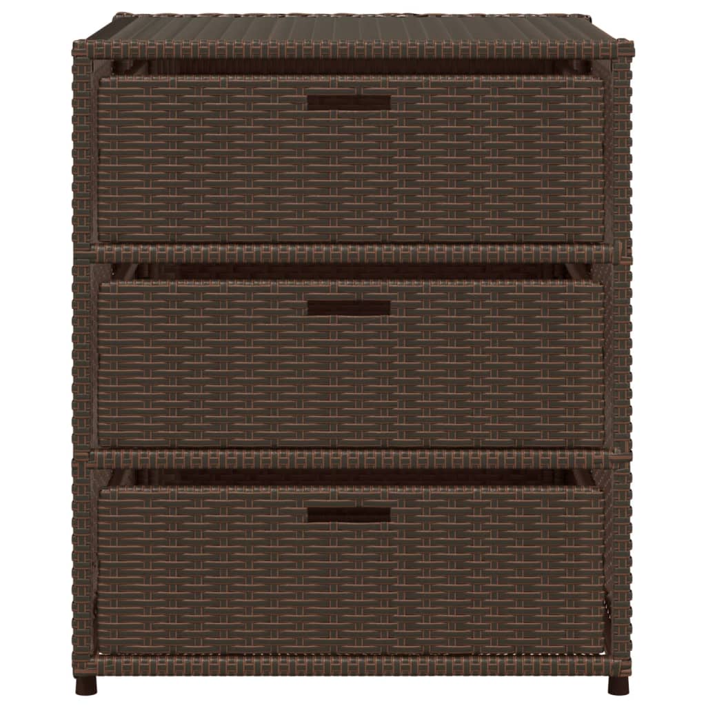 Garden Storage Cabinet Brown 55x59x69 cm Poly Rattan