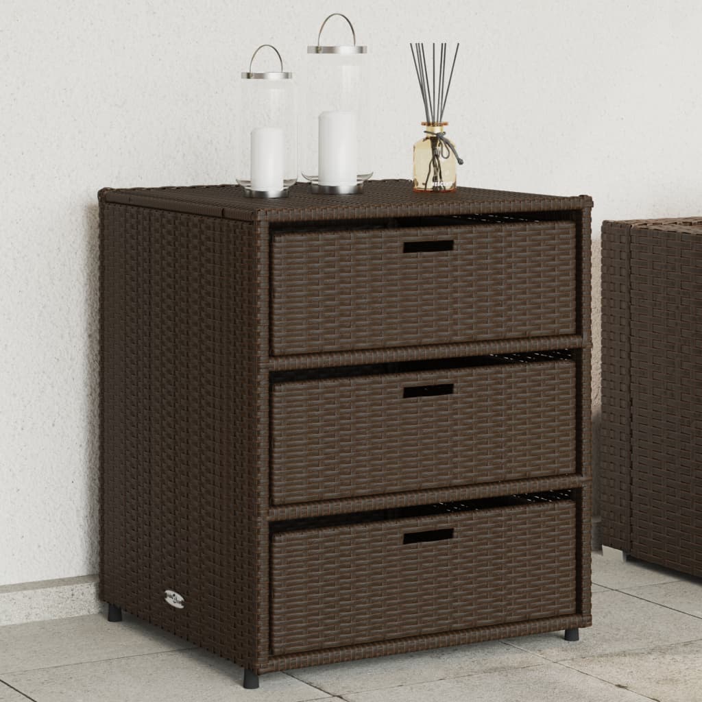 Garden Storage Cabinet Brown 55x59x69 cm Poly Rattan