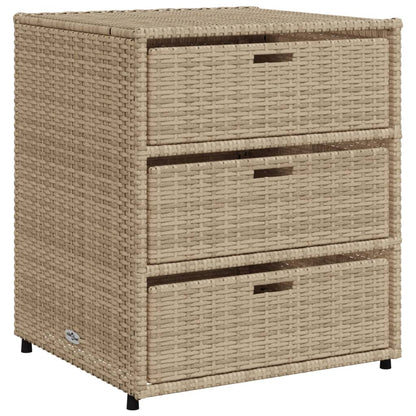 Garden Storage Cabinet Beige 55x59x69 cm Poly Rattan