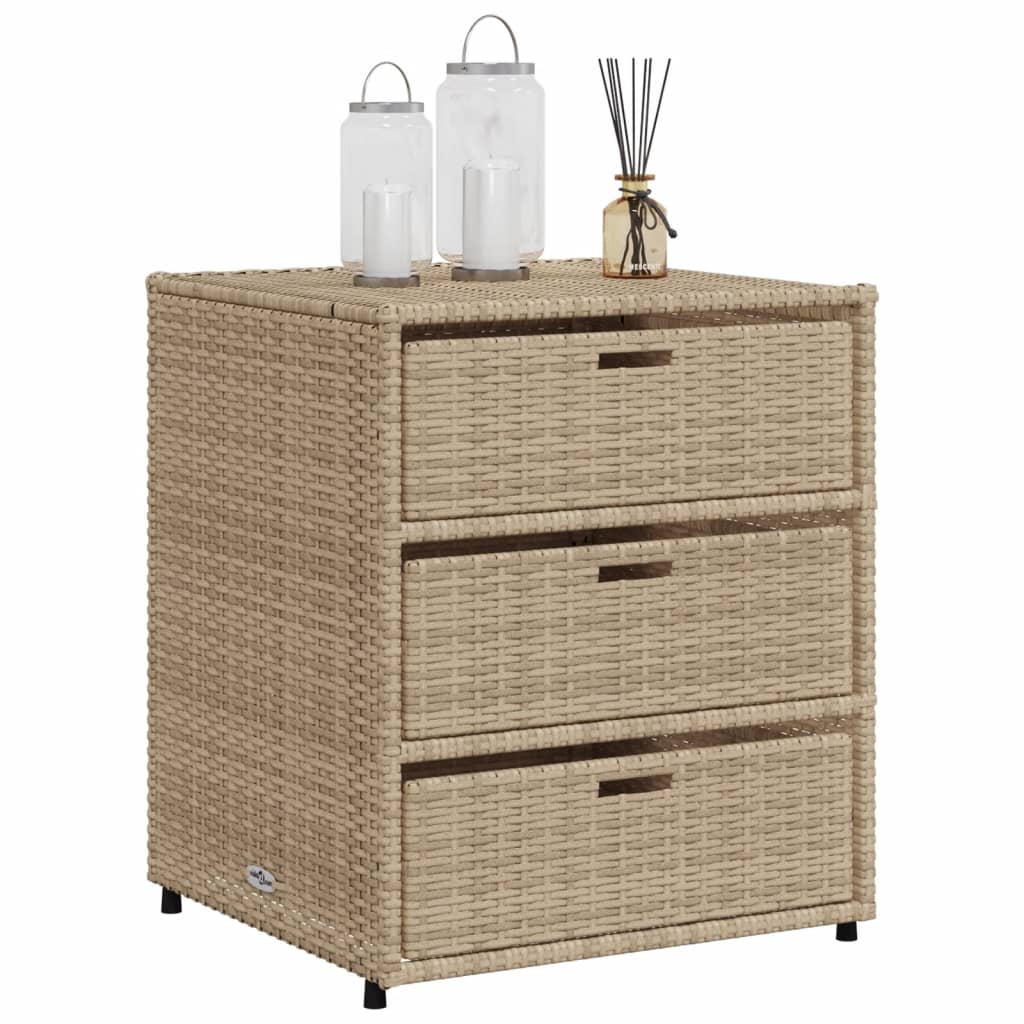 Garden Storage Cabinet Beige 55x59x69 cm Poly Rattan