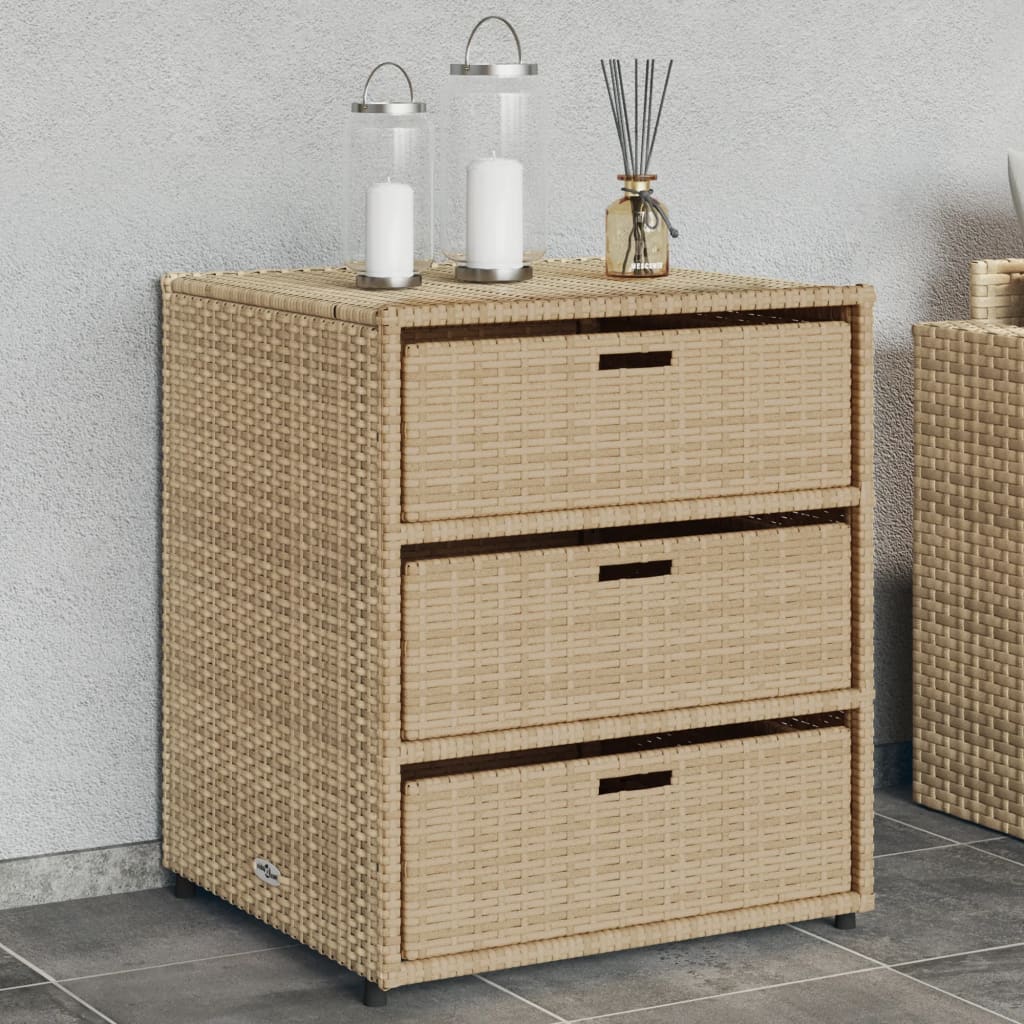 Garden Storage Cabinet Beige 55x59x69 cm Poly Rattan